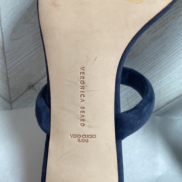EUC Veronica Beard Gauley sandals block heels blue suede eclipse 8.5 - Picture 10 of 10